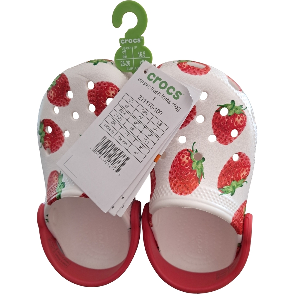 CROCS Girls Classic Fresh Fruit Clogs Strawberries Various Sizes New With Tags - Picture 9 of 13